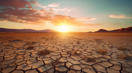 Cracked earth parched land arid soil desert Climate Change - obrazy, fototapety, plakaty