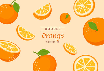 Vector about Hand drawn orange collection.