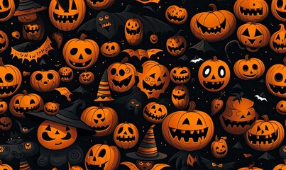 Halloween Pattern Background, Generative AI