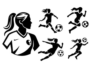 Fototapeta na wymiar female soccer player icon vector silhouette