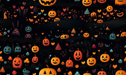 Halloween Pattern Background, Generative AI