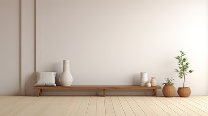 Fototapeta na wymiar Minimal home interior wall design mock-up with wall light 3d render