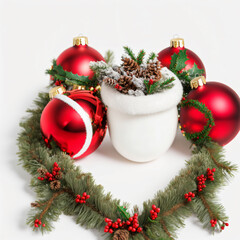 christmas wreath on white