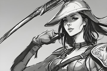 girl with a spear Generative AI