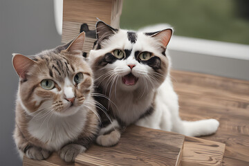 two cats on a cat tower Generative AI