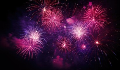 Fototapeta premium Vibrant fireworks lighting up the night sky in a dazzling display of colors and sparks