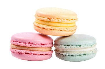 Group of macaron png, isolated on transparent background, french cakes pastel, macaroons cut-out