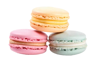Poster Group of macaron png, isolated on transparent background, french cakes pastel, macaroons cut-out © OpticalDesign