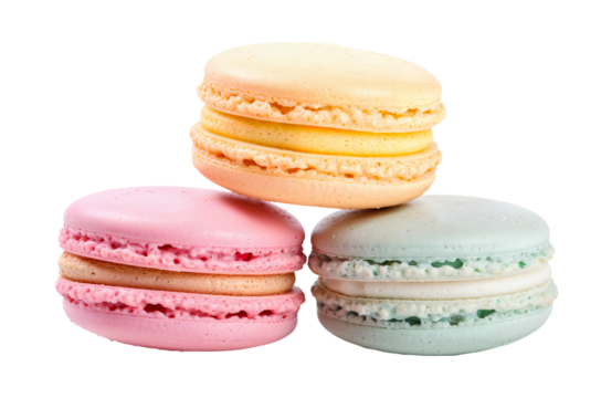 Group of macaron png, isolated on transparent background, french cakes pastel, macaroons cut-out