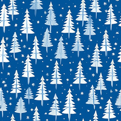 Fototapeta premium Christmas tree seamless pattern, tileable holiday country print for wallpaper, wrapping paper, scrapbook, fabric and product design