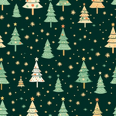 Christmas tree seamless pattern, tileable holiday country print for wallpaper, wrapping paper, scrapbook, fabric and product design