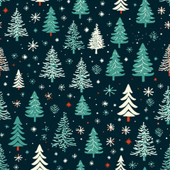 Obraz premium Christmas tree seamless pattern, tileable holiday country print for wallpaper, wrapping paper, scrapbook, fabric and product design