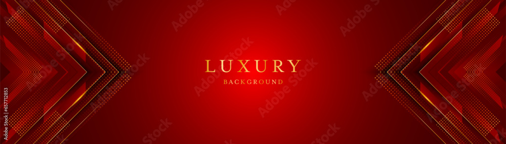 Poster red background with elegant golden lines, use for template or cover. elegant premium red background.