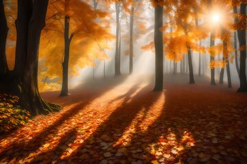 Tranquil Autumn Morning in Nature's Woodland