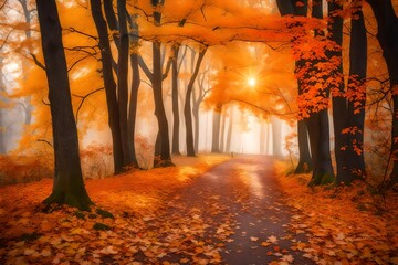 Tranquil Autumn Morning in Nature's Woodland