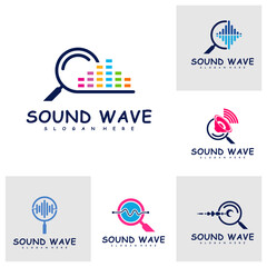 Set of Find Sound wave logo design concept vector. Sound wave illustration design