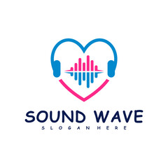 Love Sound wave logo design concept vector. Sound wave illustration design