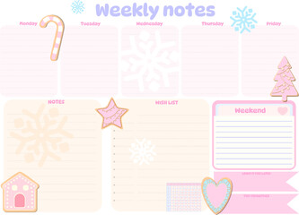 Cute winter school timetable with bunny , kawaii cartoon character, empty to do list, weekly planer for kid's education, vector reminder ready for print inspiration note go to school timetable xmas 