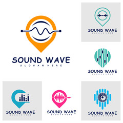 Set of Point with Sound wave logo design concept vector. Sound wave illustration design