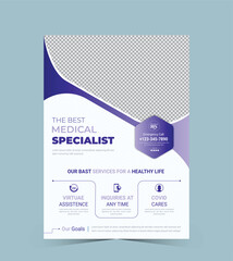 Medical care poster and flyer template design