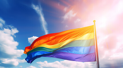 Above, the Colors of the LGBT Flag - Floating LGBT Flag in the Atmosphere
