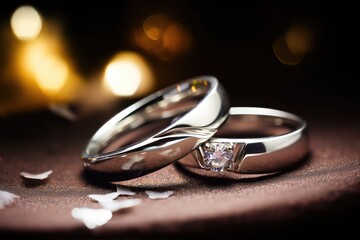 modern and glamourous silver ring jewel with shiny diamond generative ai - obrazy, fototapety, plakaty