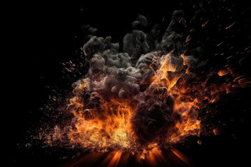 Fototapeta na wymiar abstract fiery explosion texture with smoke effect generative ai