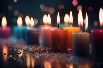 decorative glowing candle photography for aromatherapy - obrazy, fototapety, plakaty