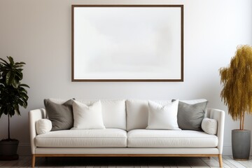 modern interior with sofa and picture mockup
