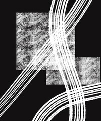 Black and white abstract modern illustration wall art