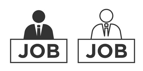 Man holding placard for job icon. Placard job set vector ilustration.