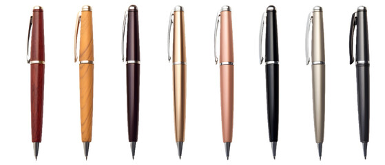 Business ballpoint pens isolated on transparent PNG background, Generative Ai