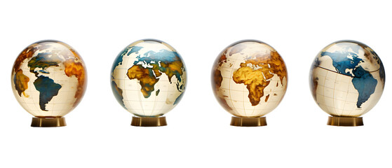 globe isolated on a transparent PNG background, white background, Generative Ai