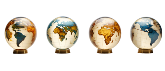 globe isolated on a transparent PNG background, white background, Generative Ai