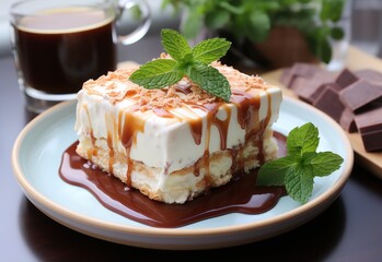 The_square_cup_of_banoffee_pie_on_wooden_board  1