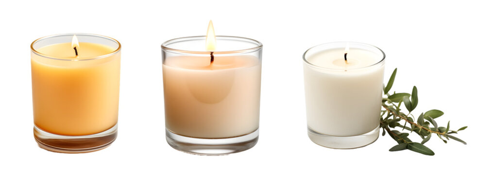 Scented candles on a white background, Generative Ai