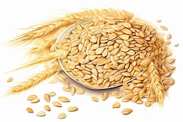 Illustration of roasted oats on a white background. Generative AI