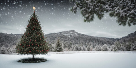Naklejka premium Winterlandschaft an Weihnachten . KI Generated
