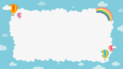 Blank space in the shape of a cloud on a pastel colored sky background