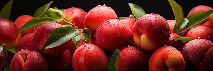 Red apple fresh and ripe fruit food banner for web or design. Generative AI - obrazy, fototapety, plakaty