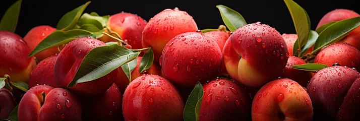 Fotobehang Red apple fresh and ripe fruit food banner for web or design. Generative AI © marcin jucha