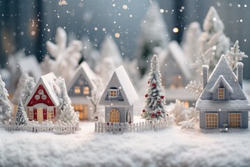 A snowy village with charming little houses