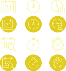Time and date icons calendar icons set