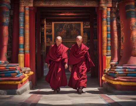 buddhist monks in monastery