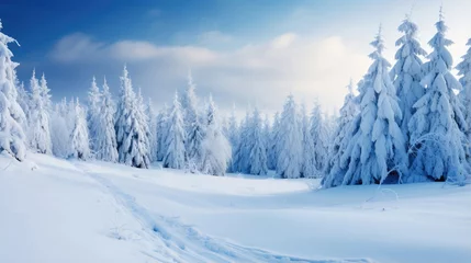 Keuken spatwand met foto Winter forest landscape © Veniamin Kraskov