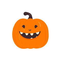 Cute cartoon Halloween, pumpkin. Halloween characters vector in flat style.