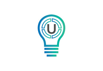 Initial letter U logo with bulb