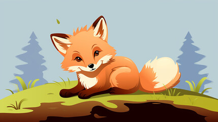 Tiny Fox Cub: Vector Artwork