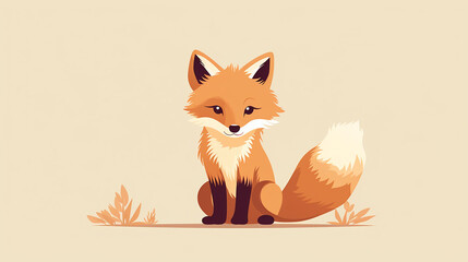 Obraz premium Tiny Fox Cub: Vector Graphic