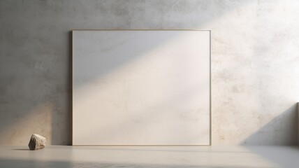 Limestone Creative Abstract Geometric Frame. Textured photorealistic mount. Abstract Bright Surface Geometrical Horizontal Background. Ai Generated Photo frame with copy space.